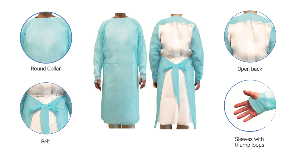 medical isolation gown, medical coverall
